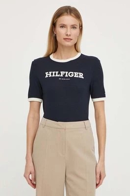 Zdjęcie produktu Tommy Hilfiger t-shirt bawełniany damski kolor granatowy WW0WW41208
