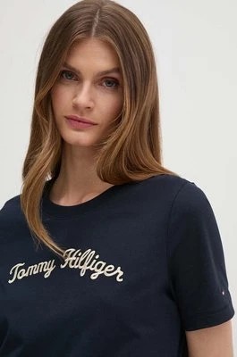 Zdjęcie produktu Tommy Hilfiger t-shirt bawełniany damski kolor granatowy WW0WW42589