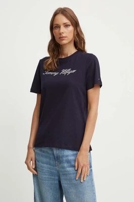 Zdjęcie produktu Tommy Hilfiger t-shirt bawełniany damski kolor granatowy WW0WW43459