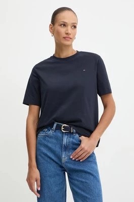 Zdjęcie produktu Tommy Hilfiger t-shirt bawełniany damski kolor granatowy WW0WW43597