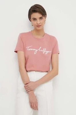 Zdjęcie produktu Tommy Hilfiger t-shirt bawełniany damski kolor różowy WW0WW41674