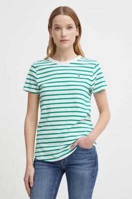 Zdjęcie produktu Tommy Hilfiger t-shirt bawełniany damski kolor zielony WW0WW37857