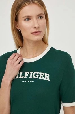 Zdjęcie produktu Tommy Hilfiger t-shirt bawełniany damski kolor zielony WW0WW41208