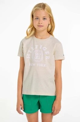 Zdjęcie produktu Tommy Hilfiger t-shirt bawełniany dziecięcy kolor beżowy