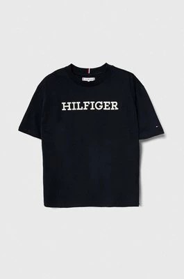 Zdjęcie produktu Tommy Hilfiger t-shirt bawełniany dziecięcy kolor granatowy z aplikacją