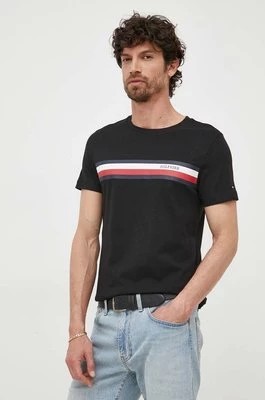Zdjęcie produktu Tommy Hilfiger t-shirt bawełniany kolor czarny z nadrukiem