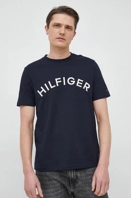 Zdjęcie produktu Tommy Hilfiger t-shirt bawełniany kolor granatowy wzorzysty