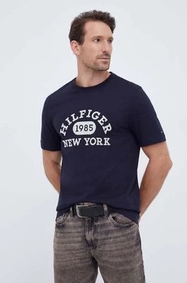 Zdjęcie produktu Tommy Hilfiger t-shirt bawełniany kolor granatowy z aplikacją