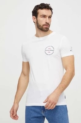 Zdjęcie produktu Tommy Hilfiger t-shirt bawełniany męski kolor beżowy z nadrukiem MW0MW34390