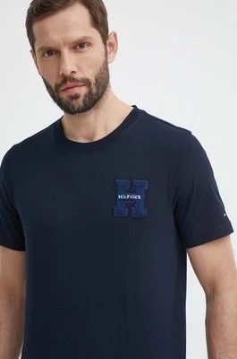 Zdjęcie produktu Tommy Hilfiger t-shirt bawełniany męski kolor granatowy z aplikacją MW0MW34436