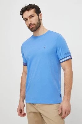 Zdjęcie produktu Tommy Hilfiger t-shirt bawełniany męski kolor niebieski z nadrukiem MW0MW34430