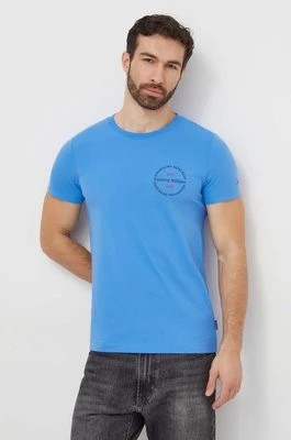 Zdjęcie produktu Tommy Hilfiger t-shirt bawełniany męski kolor niebieski z nadrukiem MW0MW34390