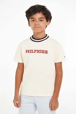 Zdjęcie produktu Tommy Hilfiger t-shirt dziecięcy kolor beżowy z nadrukiem