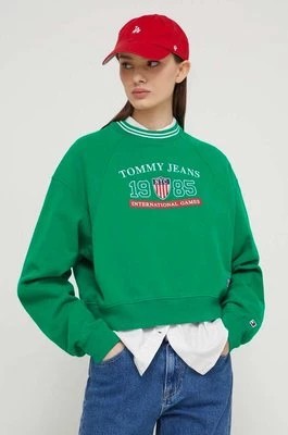 Zdjęcie produktu Tommy Jeans bluza Archive Games damska kolor zielony z aplikacją DW0DW18537