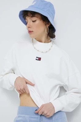 Zdjęcie produktu Tommy Jeans bluza bawełniana damska kolor biały gładka