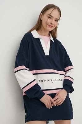Zdjęcie produktu Tommy Jeans bluza bawełniana kolor granatowy wzorzysta DW0DW17226