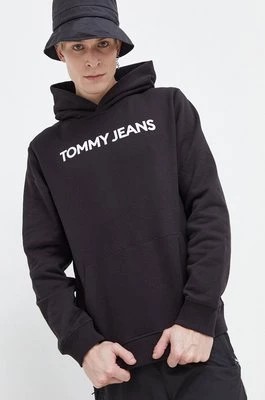 Zdjęcie produktu Tommy Jeans bluza bawełniana męska kolor czarny z kapturem z nadrukiem DM0DM18413