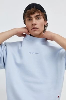 Zdjęcie produktu Tommy Jeans bluza bawełniana męska kolor niebieski gładka DM0DM18414