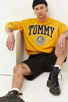 Zdjęcie produktu Tommy Jeans bluza bawełniana męska kolor żółty z aplikacją