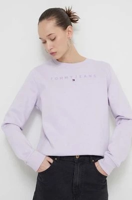 Zdjęcie produktu Tommy Jeans bluza damska kolor fioletowy z aplikacją DW0DW17793