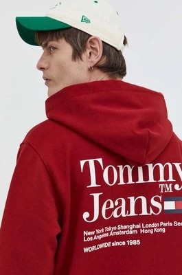Zdjęcie produktu Tommy Jeans bluza męska kolor bordowy z kapturem z nadrukiem DM0DM18860