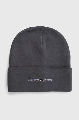 Zdjęcie produktu Tommy Jeans czapka kolor szary z cienkiej dzianiny