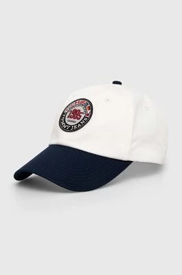 Zdjęcie produktu Tommy Jeans czapka z daszkiem bawełniana kolor beżowy z aplikacją