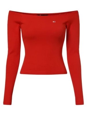 Zdjęcie produktu Tommy Jeans Damska koszulka z długim rękawem Kobiety Bawełna czerwony jednolity,
