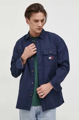 Zdjęcie produktu Tommy Jeans koszula bawełniana męska kolor granatowy relaxed z kołnierzykiem klasycznym