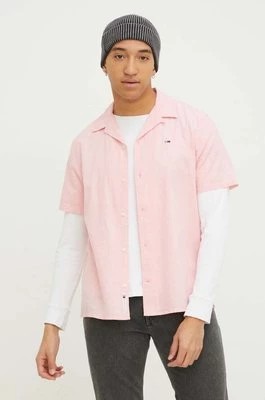 Zdjęcie produktu Tommy Jeans koszula z domieszką lnu kolor różowy regular DM0DM18963