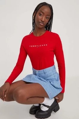Zdjęcie produktu Tommy Jeans longsleeve bawełniany kolor czerwony DW0DW17362