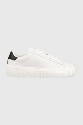 Zdjęcie produktu Tommy Jeans sneakersy skórzane LEATHER OUTSOLE kolor biały EM0EM01159