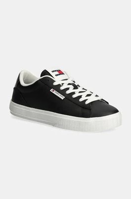 Zdjęcie produktu Tommy Jeans sneakersy skórzane TJW CUPSOLE SNEAKER METALLIC kolor czarny EN0EN02686