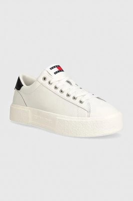 Zdjęcie produktu Tommy Jeans sneakersy skórzane TJW FOXING FLATFORM kolor biały EN0EN02567