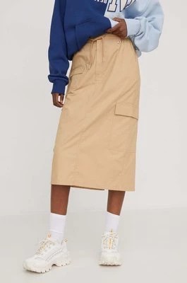 Zdjęcie produktu Tommy Jeans spódnica bawełniana kolor beżowy midi prosta DW0DW17439CHEAPER