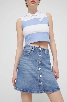 Zdjęcie produktu Tommy Jeans spódnica jeansowa kolor niebieski mini ołówkowa DW0DW17982