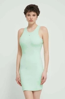 Zdjęcie produktu Tommy Jeans sukienka kolor zielony mini dopasowana DW0DW17406
