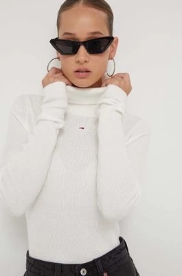 Zdjęcie produktu Tommy Jeans sweter damski kolor beżowy lekki z golfem DW0DW16537