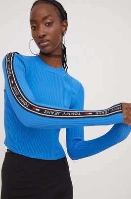 Zdjęcie produktu Tommy Jeans sweter damski kolor niebieski lekki z półgolfem DW0DW17247