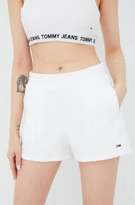 Zdjęcie produktu Tommy Jeans szorty bawełniane DW0DW12626.PPYY damskie kolor biały gładkie high waist