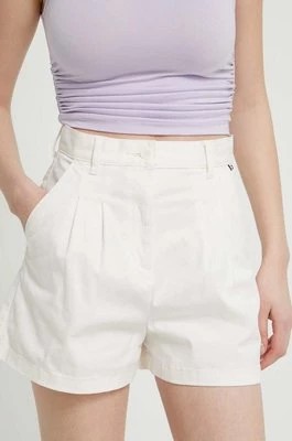 Zdjęcie produktu Tommy Jeans szorty damskie kolor beżowy gładkie high waist DW0DW17775