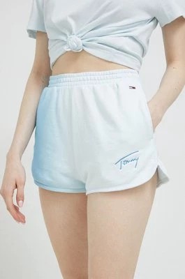Zdjęcie produktu Tommy Jeans szorty damskie kolor niebieski wzorzyste high waist