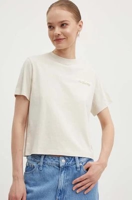 Zdjęcie produktu Tommy Jeans t-shirt bawełniany damski kolor beżowy