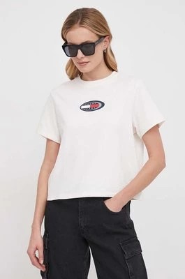 Zdjęcie produktu Tommy Jeans t-shirt bawełniany damski kolor beżowy DW0DW18126