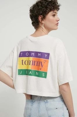Zdjęcie produktu Tommy Jeans t-shirt bawełniany damski kolor beżowy DW0DW18141