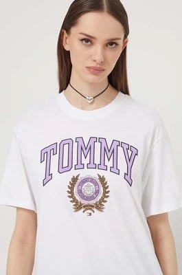 Zdjęcie produktu Tommy Jeans t-shirt bawełniany damski kolor biały DW0DW17824