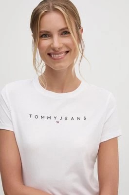 Zdjęcie produktu Tommy Jeans t-shirt bawełniany damski kolor biały DW0DW18398