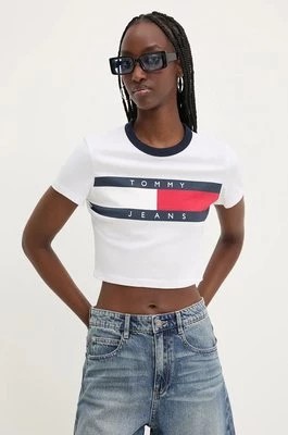 Zdjęcie produktu Tommy Jeans t-shirt bawełniany damski kolor biały DW0DW19044