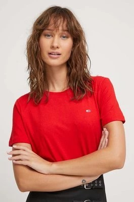 Zdjęcie produktu Tommy Jeans t-shirt bawełniany damski kolor czerwonyCHEAPER