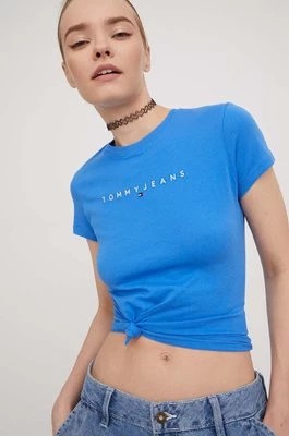 Zdjęcie produktu Tommy Jeans t-shirt bawełniany damski kolor niebieski DW0DW17361